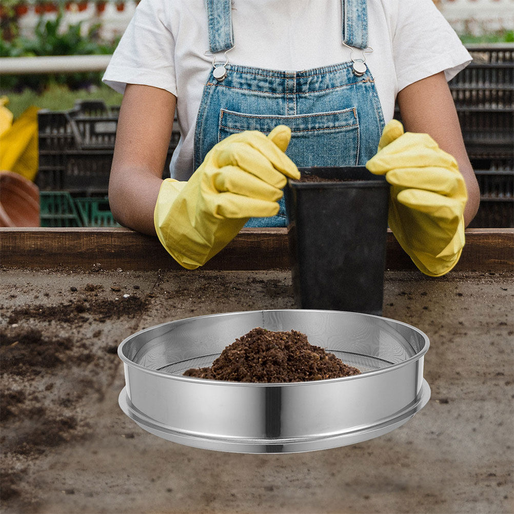 Garden Sieve Soil - Paslanmaz Çelik Hasır Elek Yuvarlak Toprak