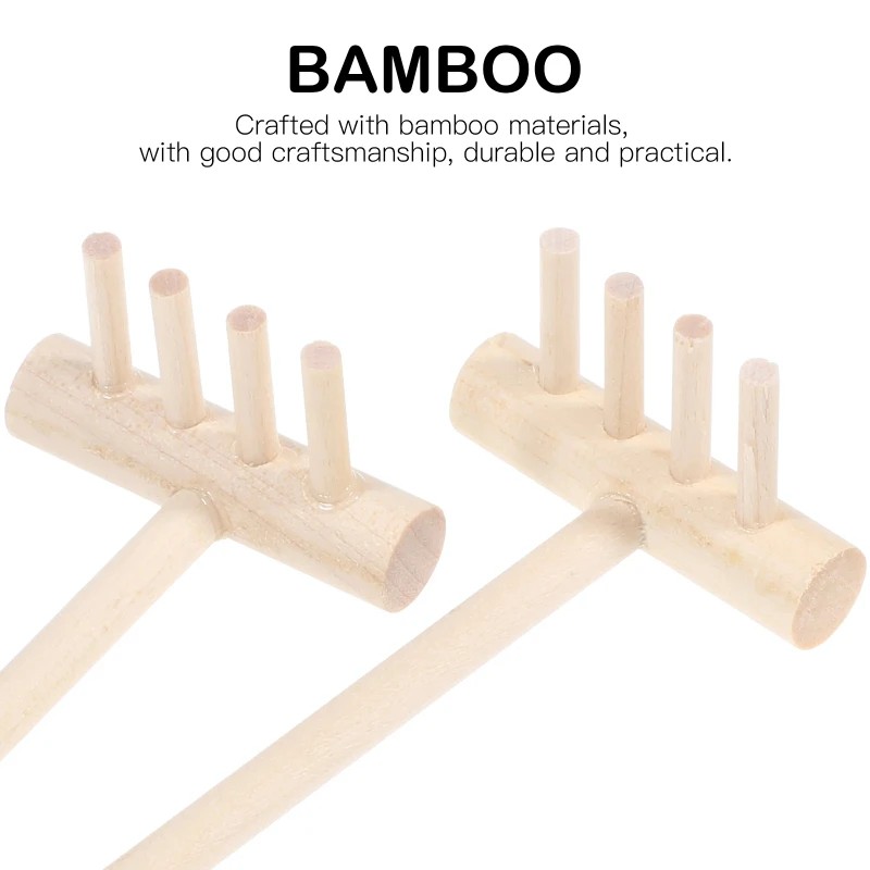 Zen Gardening Tools - 6 adet Mini Bambu Tırmık Seti