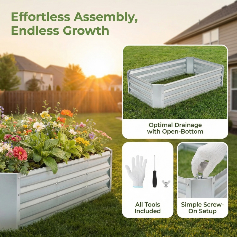 Büyük Tabansız Galvanizli Bahç - Gardening Tools Box incelemesi ve fiyatı